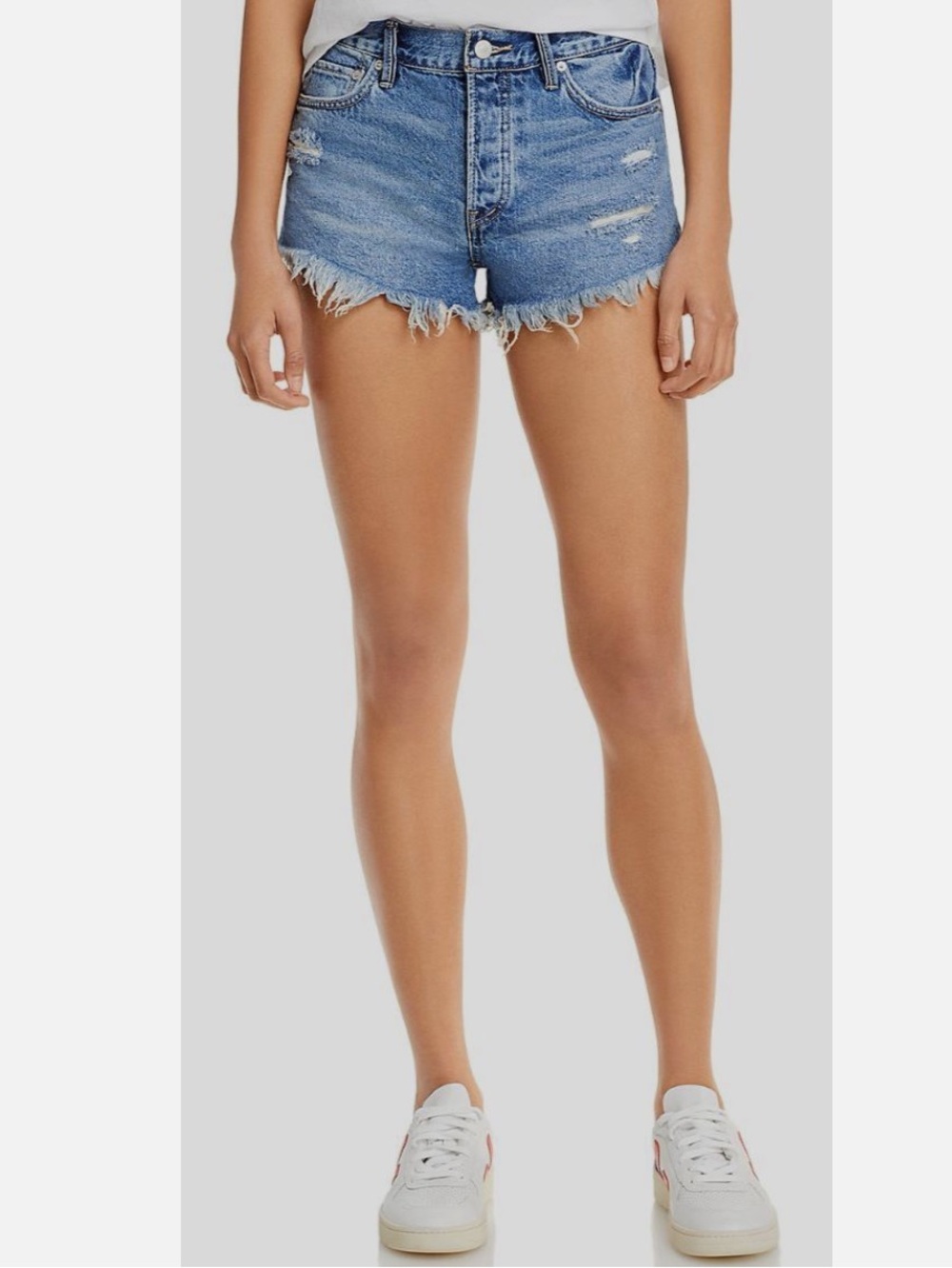 Free People We The Free Women's Blue Raw Hem Distressed Denim Jean Shorts Sz 27